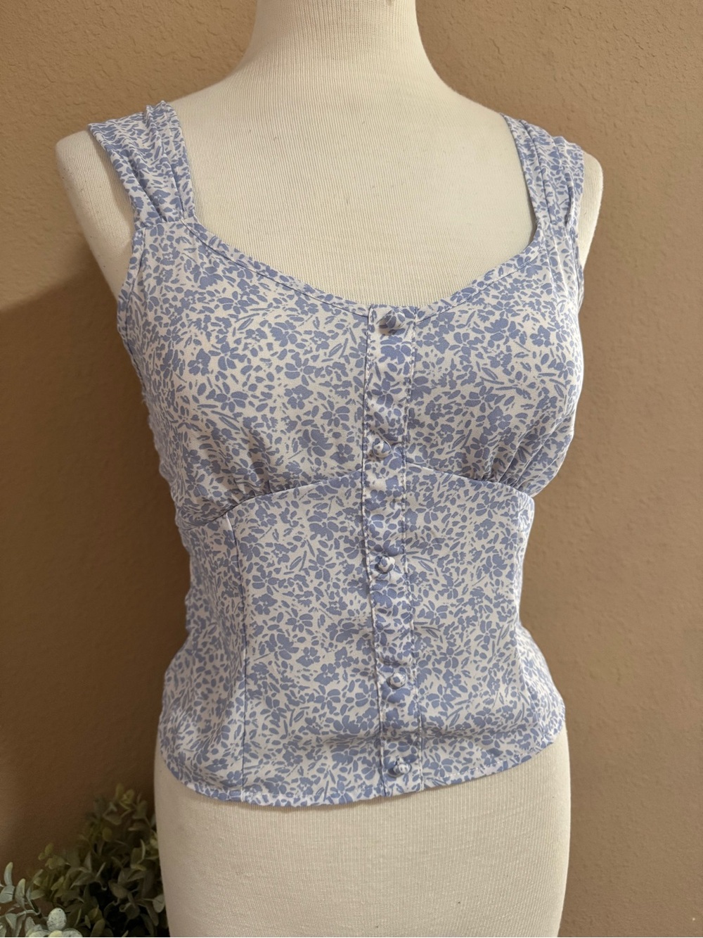 Sienna Sky Light Blue Floral Button-Front Camisole